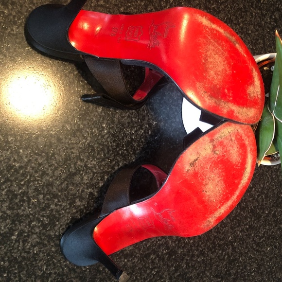 Christian Louboutin Black Satin and Lace Vive La Mariee  Christian Louboutin Women Black Satin US 7.5